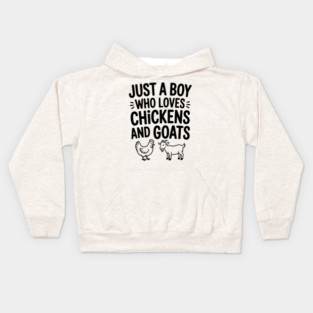 Just a Boy Who Loves Chickens and Goats Kids Hoodie