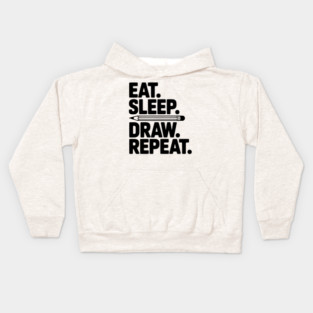 Eat. Sleep. Draw. Repeat. Kids Hoodie