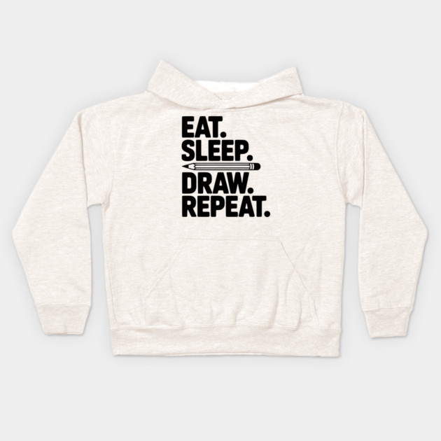 Eat. Sleep. Draw. Repeat. Kids Hoodie by Frank Ring