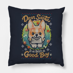 Cute Corgi Dog Christmas Good Boy Pillow