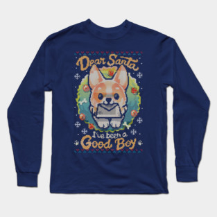 Cute Corgi Dog Christmas Good Boy Long Sleeve T-Shirt