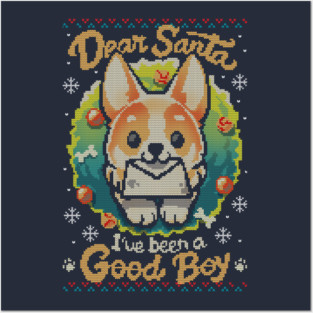 Cute Corgi Dog Christmas Good Boy Posters and Art