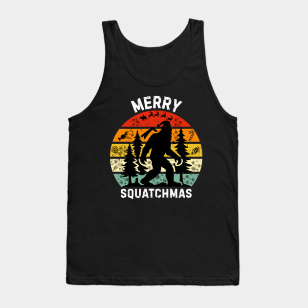 Retro Christmas Squatch Holiday Tank Top by Creatifly Graphic Tees
