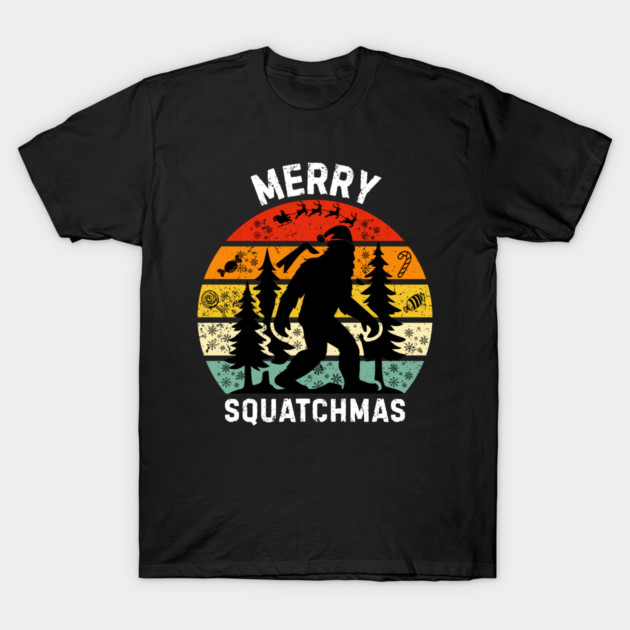 Retro Christmas Squatch Holiday T-Shirt by Creatifly Graphic Tees