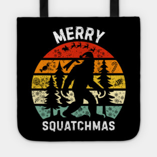 Retro Christmas Squatch Holiday Tote