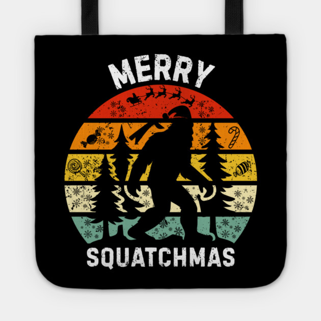 Retro Christmas Squatch Holiday Tote by Creatifly Graphic Tees