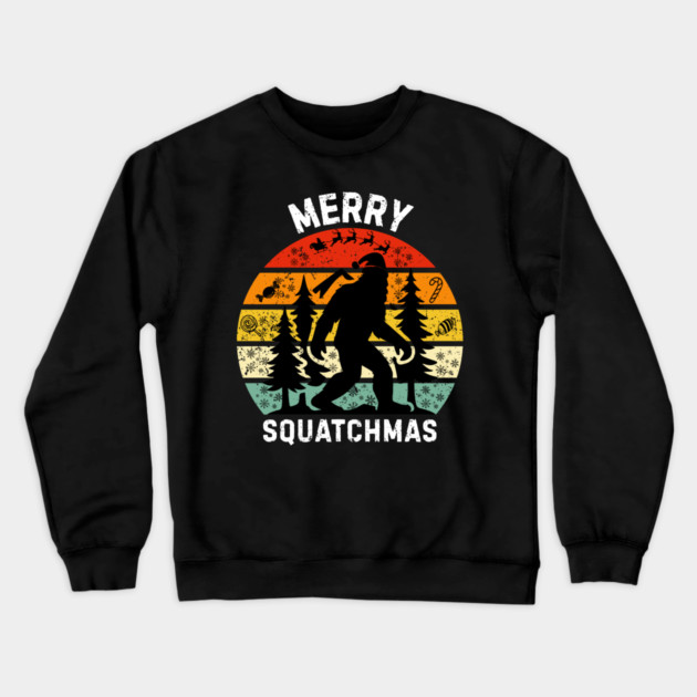 Retro Christmas Squatch Holiday Crewneck Sweatshirt by Creatifly Graphic Tees