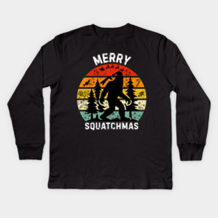 Retro Christmas Squatch Holiday Kids Long Sleeve T-Shirt