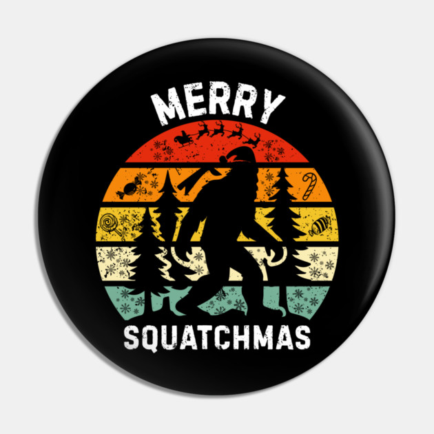 Retro Christmas Squatch Holiday Pin by Creatifly Graphic Tees