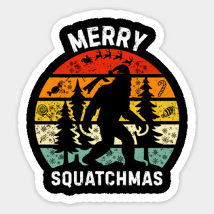 Retro Christmas Squatch Holiday Magnet
