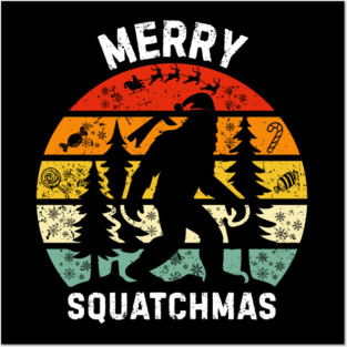 Retro Christmas Squatch Holiday Posters and Art