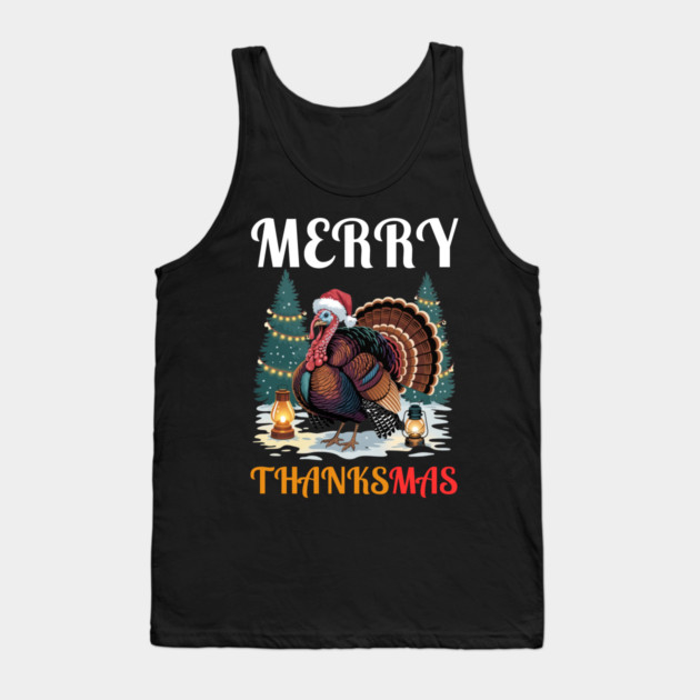 Festive Turkey Thanksmas Celebration Tank Top by Creatifly Graphic Tees