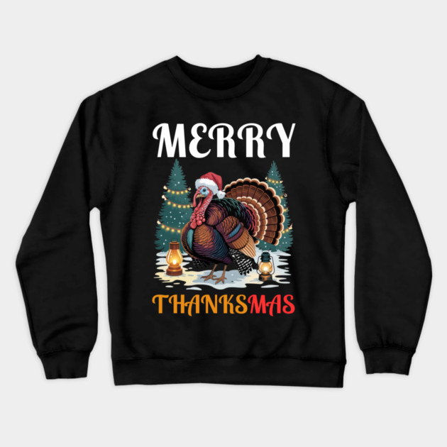 Festive Turkey Thanksmas Celebration Crewneck Sweatshirt by Creatifly Graphic Tees