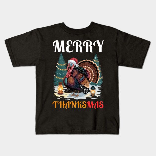Festive Turkey Thanksmas Celebration Kids T-Shirt by Creatifly Graphic Tees