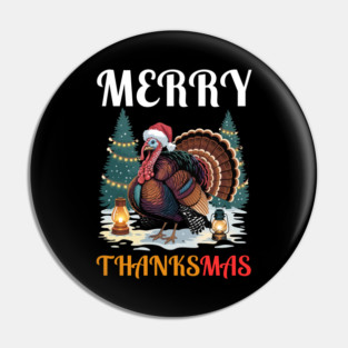 Festive Turkey Thanksmas Celebration Pin