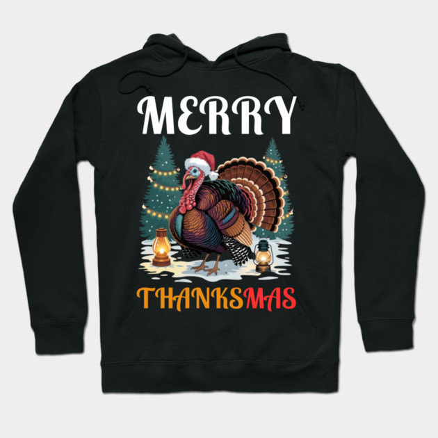 Festive Turkey Thanksmas Celebration Hoodie by Creatifly Graphic Tees