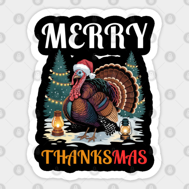 Festive Turkey Thanksmas Celebration Sticker by Creatifly Graphic Tees