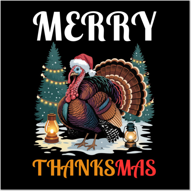 Festive Turkey Thanksmas Celebration Wall Art by Creatifly Graphic Tees