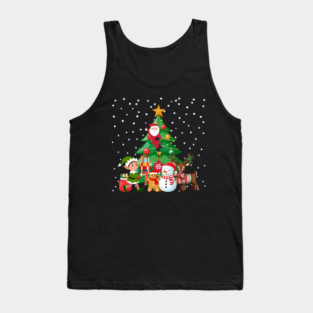 Magical Christmas Tree Scene with Santa, Elf, Snowman, Reindeer Tank Top