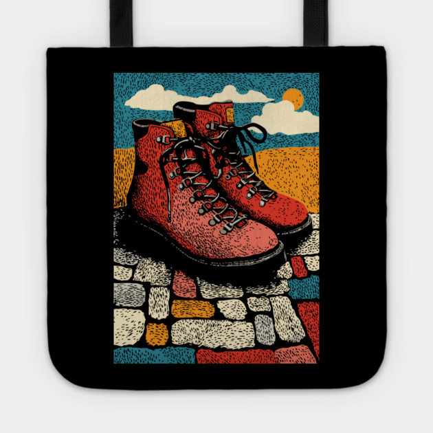 Worn Hiking Boots | An Adventurer's Gear Tote by TuncGK