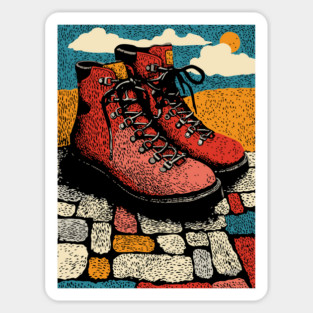 Worn Hiking Boots | An Adventurer's Gear Sticker
