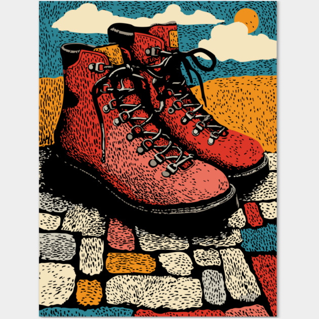 Worn Hiking Boots | An Adventurer's Gear Wall Art by TuncGK