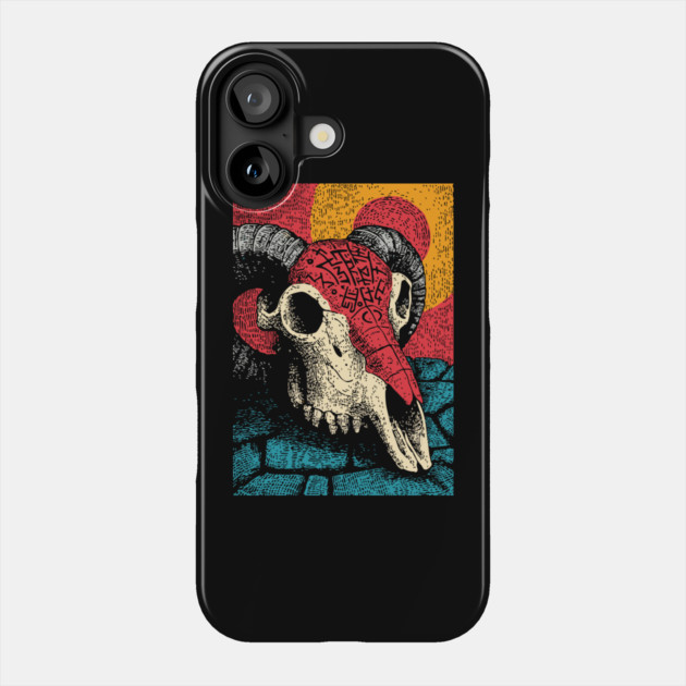 Gothic Ram Skull | Dark Academia Folk Art Phone Case by TuncGK