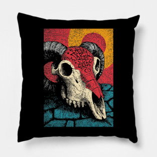 Gothic Ram Skull | Dark Academia Folk Art Pillow
