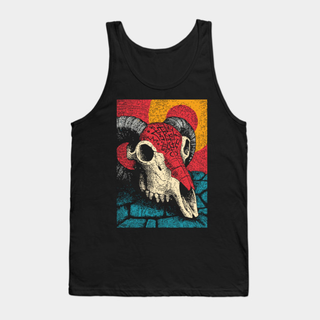 Gothic Ram Skull | Dark Academia Folk Art Tank Top by TuncGK