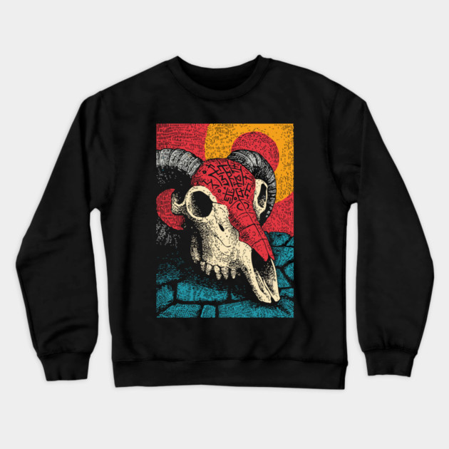 Gothic Ram Skull | Dark Academia Folk Art Crewneck Sweatshirt by TuncGK