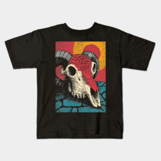 Gothic Ram Skull | Dark Academia Folk Art Kids T-Shirt