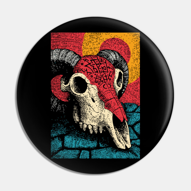 Gothic Ram Skull | Dark Academia Folk Art Pin by TuncGK