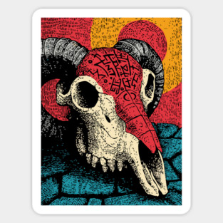 Gothic Ram Skull | Dark Academia Folk Art Sticker