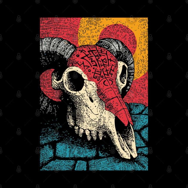 Gothic Ram Skull | Dark Academia Folk Art by TuncGK