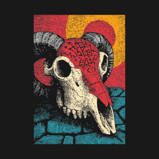 Gothic Ram Skull | Dark Academia Folk Art T-Shirt