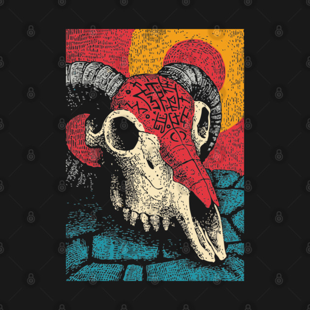 Gothic Ram Skull | Dark Academia Folk Art by TuncGK