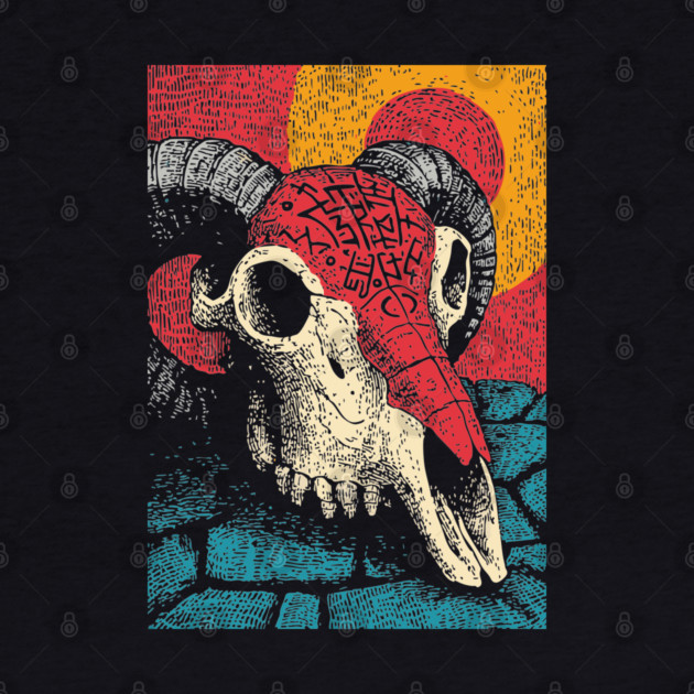 Gothic Ram Skull | Dark Academia Folk Art by TuncGK