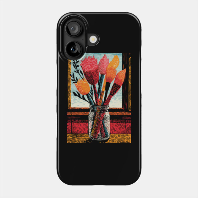 The Artist's Brushes | A Painter's Cozy Studio Phone Case by TuncGK