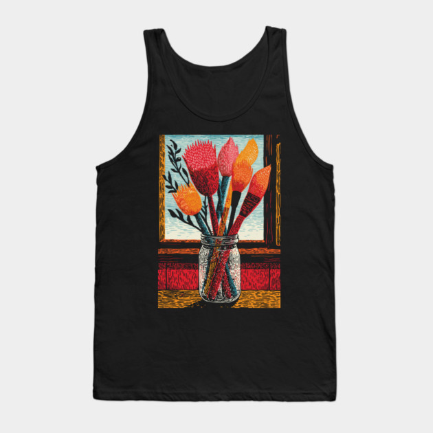 The Artist's Brushes | A Painter's Cozy Studio Tank Top by TuncGK