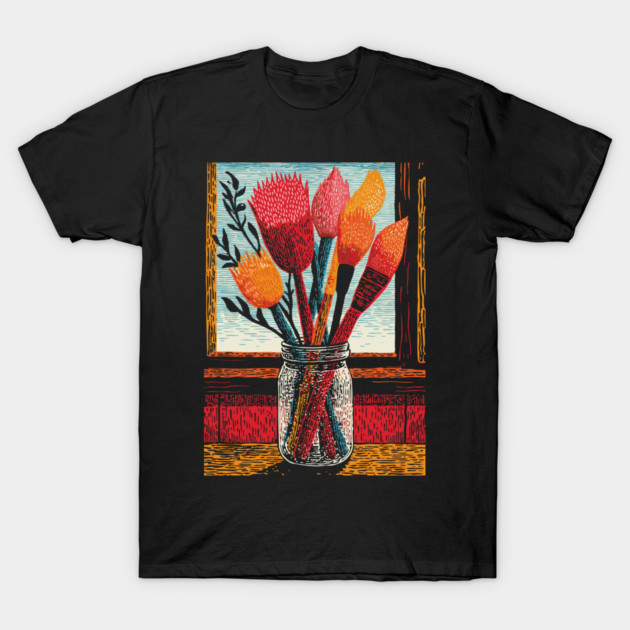 The Artist's Brushes | A Painter's Cozy Studio T-Shirt by TuncGK