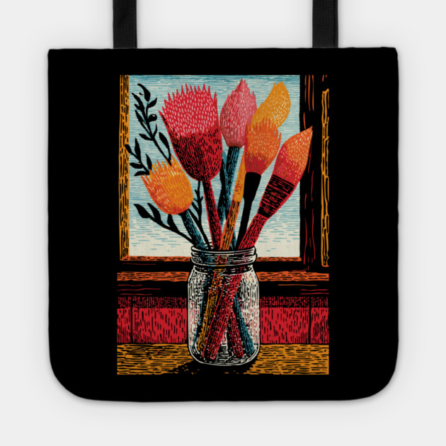 The Artist's Brushes | A Painter's Cozy Studio Tote by TuncGK