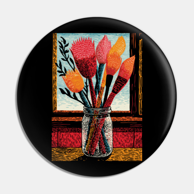 The Artist's Brushes | A Painter's Cozy Studio Pin by TuncGK