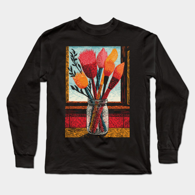 The Artist's Brushes | A Painter's Cozy Studio Long Sleeve T-Shirt by TuncGK