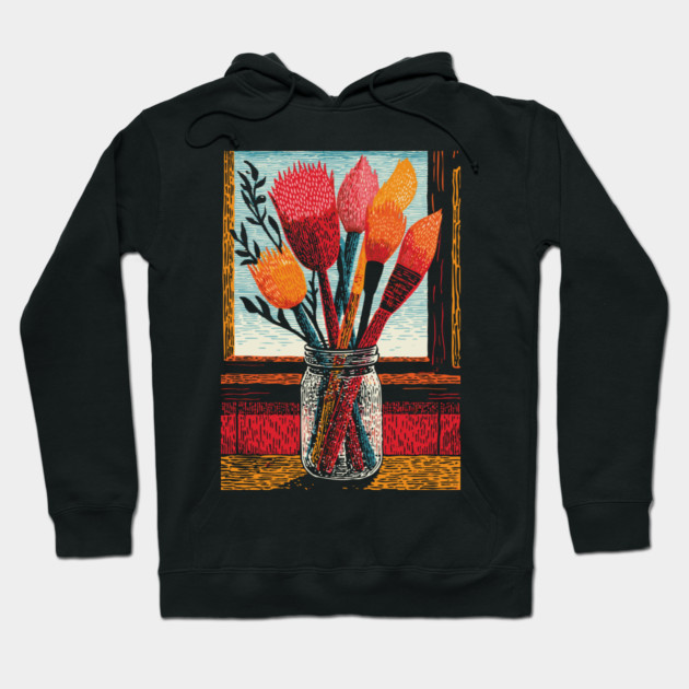 The Artist's Brushes | A Painter's Cozy Studio Hoodie by TuncGK