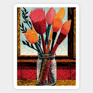 The Artist's Brushes | A Painter's Cozy Studio Sticker