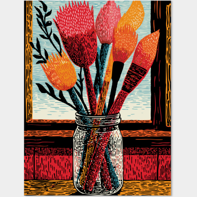 The Artist's Brushes | A Painter's Cozy Studio Wall Art by TuncGK