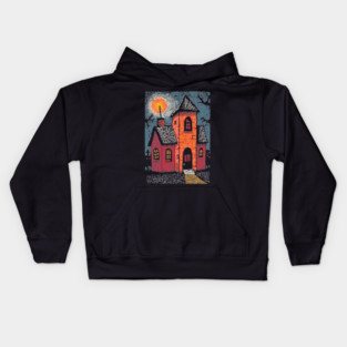 Spooky Haunted House | Gothic Folk Horror Art Kids Hoodie