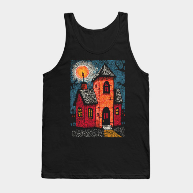 Spooky Haunted House | Gothic Folk Horror Art Tank Top by TuncGK