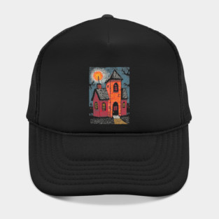 Spooky Haunted House | Gothic Folk Horror Art Hat