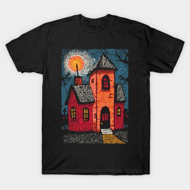 Spooky Haunted House | Gothic Folk Horror Art T-Shirt by TuncGK